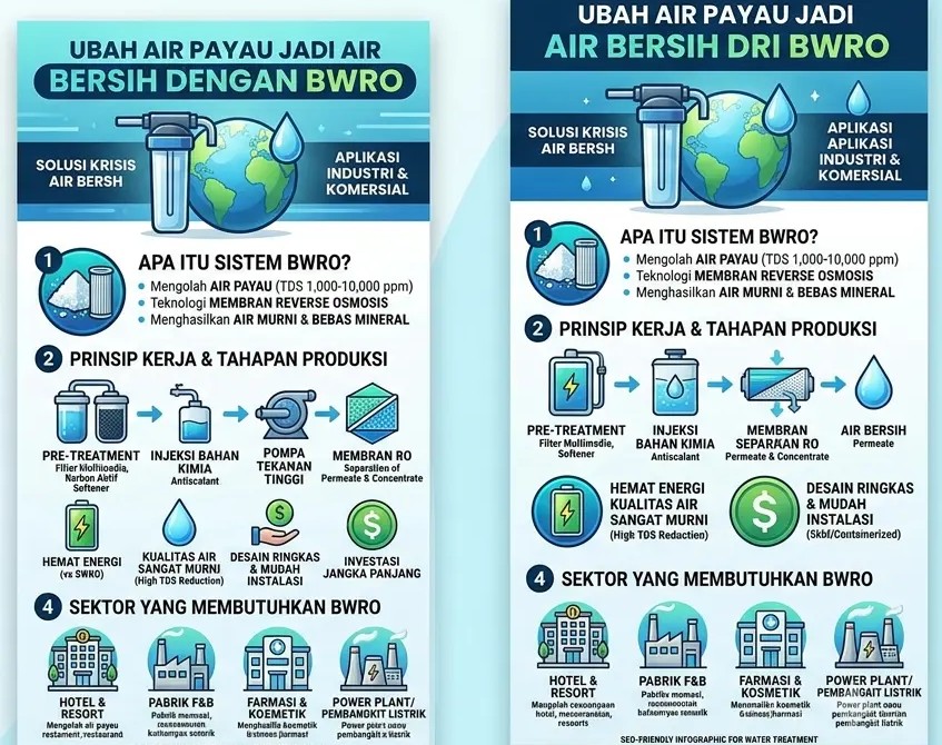 Instalasi mesin water treatment BWRO